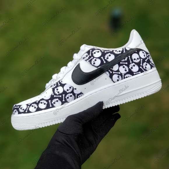 Nike Shoes | New Custom Nike Air Force Skull Bones Black White | Poshmark